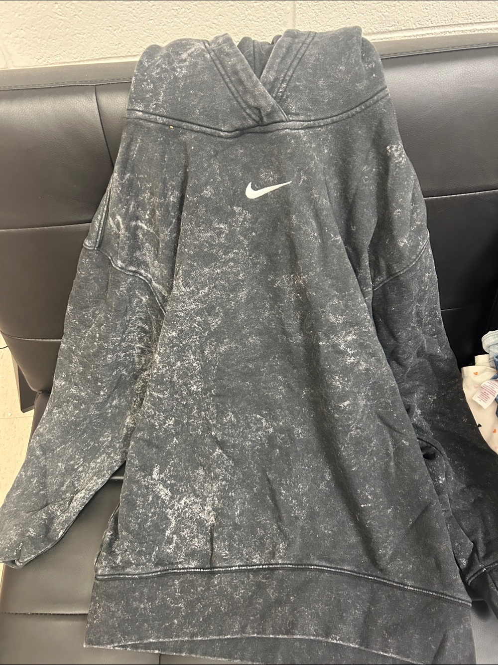 Nike Black Marbled Hoodie with White Swoosh